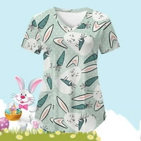 Majice za žene Trendi Dressy Case Cases Easter Bunny V Ret Retch Short rukav Pocket Loose Carer odijelo