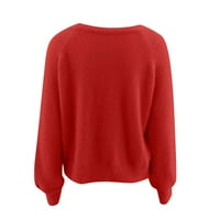 Ženski džemperi Modni V izrez Modna odjeća za žene Dame Fashion V-izrez Solid Bool Boolos Dugme Labavi džemper