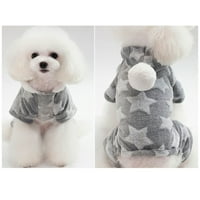 Shulemin Star Moon Print Puppy Pas Fleece topli zimski kaput kombinezon za kućne ljubimce pidžama, siva