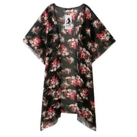 Ženski vrhovi Clearence Cardigan Fasse Women Chiffon Shawl Print Kimono Cardigan Up Bluce Beachwear