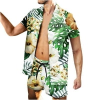 SkPabo muške havajske setovi kratki rukav luksuzni print casual gumb dolje dress majica gornji i kratke