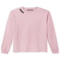 Daxton Premium Virginia Muškarci dugih rukava majica ultra mekana srednja težina pamuk, svijetlo ružičasta crna slova mala