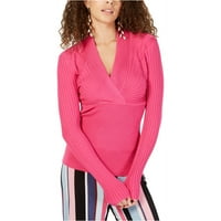 -N-C Ženski sa višestrukim pletenim džemper, ružičasti, srednji