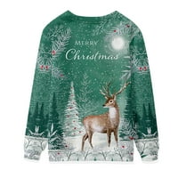 Asdoklhq Božićna klirenska odjeća ispod 5,00 USD, ženski i muški vrhovi zimski božićni tisak dukserice pulover vrhove