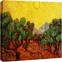 Olive stabla sa žutim nebom i suncem Van Gogh Giclee platnene ispise umotana galerija zidna umjetnost