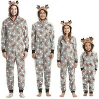 Xingqing Podrazumvano Porodično Božić Pijamas Set Reindeer Hoodie Jumpsin ROMper Holiday PJS Sleep odjeća