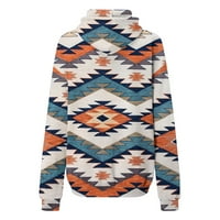 Žene zapadnog azteka geometrijske dukseve etničke grafičke duksere pulover jesen vintage casual labave dukseve s kapuljačom sa džepovima
