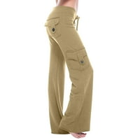Široke noge joga hlače za žene sa džepovima rastezljive vuče visokih struka pull veličina Duksevi