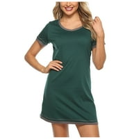 Haljine za žene plus veličine ženske mješavine Čvrsta posada kratkih rukava kratka rukavska mini haljina zelena m