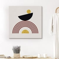 PIXONSINGIGN CANVAS Print Wall Art Circle i polukrug aranžman Geometrijski oblici Ilustracije Moderna umjetnost Alternativni opuštanje mirno višebojno toplo za dnevni boravak, spavaću sobu, ured - 16 x16