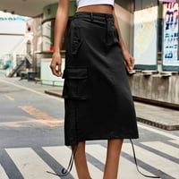 Dianli suknje za gumbu ženske elastične visokog struka Multi džepne suknje suknje za žene modna radna odjeća ispod koljena čvrstog natkrivenja bljeskalice na raspolaganju dame široke noge hlače
