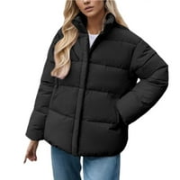 Jaycosin ženska jakna na pufferu modna čvrstog casual dugih rukava s dugim rukavima topli kaput sa džepovima
