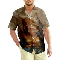 Muški rukav gusarski brod za prskanje peče, muški casual gumb dolje majice Boys majice veličine100-8x