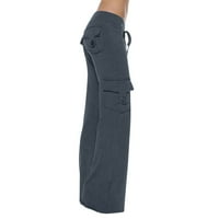 Hoksml Plus Veličina za žene, vježbanje gamaše Stretch struk sa džepom dugmeta Loose hlače na klirensu