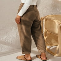 Hlače za žene za žene Ležerne prilike visoke strukske hlače za noge labave pantalone sa džepovima