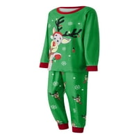 Qiylii Porodica koja odgovara Božićne pidžame, crtani elk snježne pahulje tiskane vrhove dugih rukava + elastične pantalone za struk
