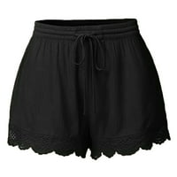 Ženske čipke Plus Veličina konopske kratke hlače Yoga Sport hlače pantalone Black L