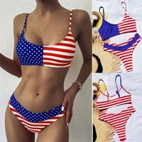 Tking Fashion Womens Plahtuits Zastava za ispis Pokrivanje grudnjaka Bikini set kupaći komič kupaćih