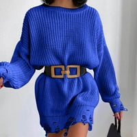 Tosmy ženske džempere za žene posade izrez dugih rukava vrhunsko pulo u boji puklo je džemper zimska