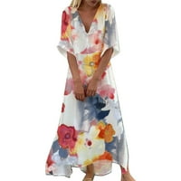 ManXivoo ljetne haljine Ženska ljetna cvjetna maxi haljina Ležerne prilike polu-rukave Flowy Boho dugačka