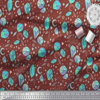 Soimoi crveni pamučni voile tkanini i kristalni kameni geometrijski ispis tkanina od dvorišta široko