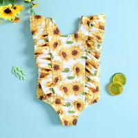 Ljetne toddler djevojke ruffles suncokret ispisuje kupaće kože od plaže Onesie kupaći kostim bikini tri kupaonice