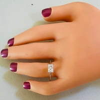Dame 14k bijeli zlatni zlatni prsten za angažman za angažman sa CT prirodnom princezom Cut White Sapphire Center