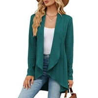 Cardigan za žene dame dugih rukava Solid Coloriga Kardigan Top pletene jakna pada za žene zelena XL