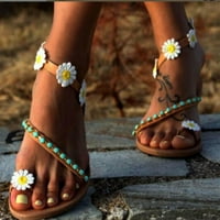 Sandale za žene Ljeto Slatka Daisy Flower Ravne sandale Klipni prstiju klizne slajdove rimske sandale