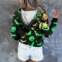 Plus veličine Božićne dukseve za žene za žene labave fit, ženska casual moda Halloween Print dugih rukava