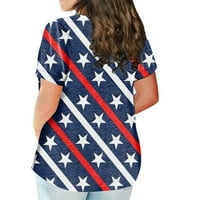 Apepal ženske plus veličine vrhova kratkih rukava s kratkim rukavima bluze za neovisnost Dan tiskane