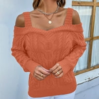 Ženski džemperi hladni rameni dugi džemper s dugim rukavima Čvrsti povremeni pleteni pulover vrhovi seksi pletenih džemper za odmor za žene