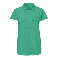 Plus veličine za žene ženski V-izrez kratki rukav s kratkim rukavima Bluze barusne majice za žene zelene
