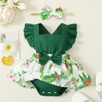 Oneie Baby kombinezon za bebe Ljetna odjeća set Flutter rukava cvjetni print Girls Bodysuit Rompers