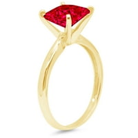 2.5CT Princess Cred crveno simulirano ruby ​​18k žuti zlatni godišnjički angažman prsten veličine 7