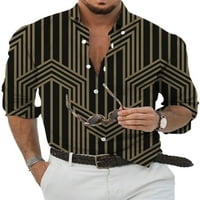 Calzi muškarci 3D štampanje dugih rukava majica Redovna fit havajska bluza Okrenite dolje Carlar Casual
