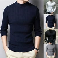 Muški džemper pleteni pulover gornji dugi rukavac s dugim rukavima od pune boje