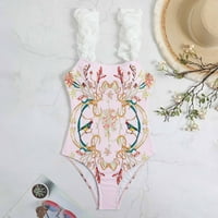 Kupaći kostimi Žene Himice Ženska moda Retro tiskana konzervativna jednodijelna haljina za plažu ružičasta S