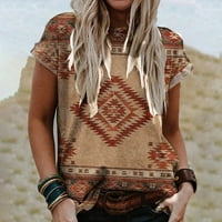 Majice zapadnih etničkih stila za žene Geometrijske rombske košulje za prevelikoj pogranike na vrhu ljetne casual tee