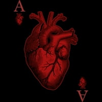 Ace of Hearts Muške crne grafički tee - Dizajn ljudi 3xl
