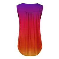 Ženski Flowy ljetni tenkovi na vrhu bez rukava Henley Tie-Dye Classic Fit gumb dolje Bluze Crvena 2xL