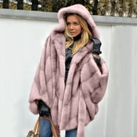 Yinguo Women'fur 'Winter Plus size Elegant Solid Color Batwing rukav krzno' kaput topli gornji odjećni jakna s kapuljačom kapuljača