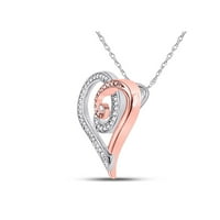 10kt Rose Gold Womens Okrugli dijamant Curl Privjesak za srce CTTW