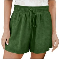 Ženske kratke hlače Labavi kratke hlače za čipke visoke struke udobno ljeto pune boje casual širokih hlača za noge zelena 4xl SAD: 16