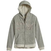 Djevojke s dugim rukavima Dobre vibracije Grafički zip up hoodie, veličina: XXS - XL