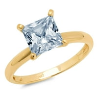 CT sjajna princeza simulirana plavi dijamant 14k žuti zlatni pasijans prsten sz 8