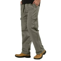 Wozhidaoke muške hlače Muške labave pamučne plus džepni džep čipkasti elastične hlače hlače hlače hlače za muškarce