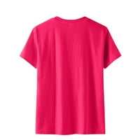 Ženske vrhove Žene Moda Ležerna Nezavisnosti Dan Ispiši labavi udobne vrhove T-majice Bluza Pink XXXL