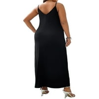Žene plus veličina haljina casual obični cami bez rukava crna 0xl