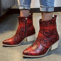 Čizme šiljasti serpentinske modne kratke ne klizne viseće patentne patentne zatvarače ženske potpetice cipele ženske čizme
